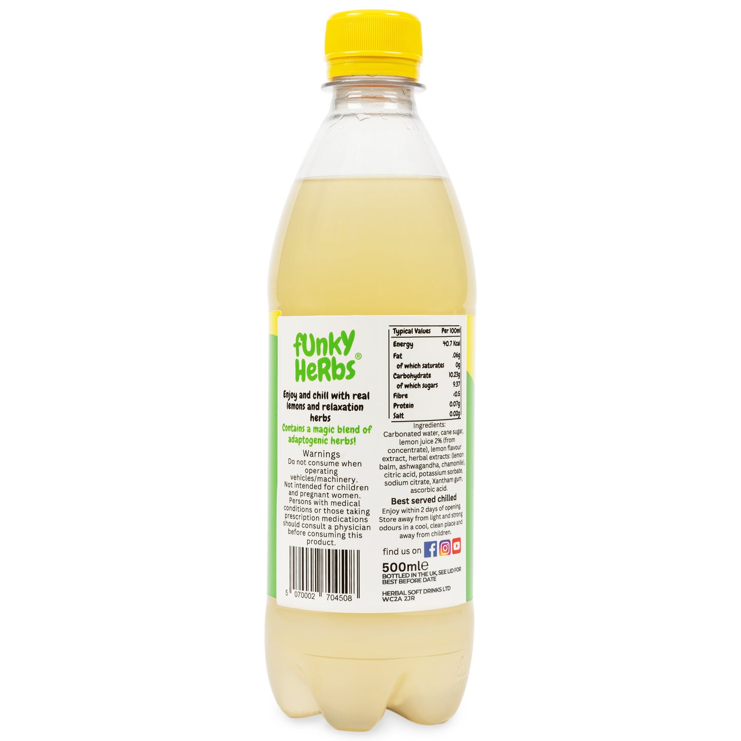 Relaxation Lemonade Ingredients Label Rear